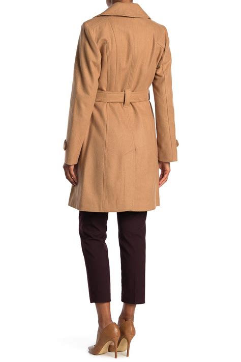 michael michael kors missy belted wool blend trench coat|michael kors coat.